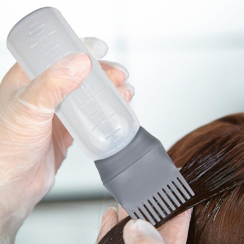 ELANE 4 Pack Root Comb Applicator Bottle for Hair Oiling, Dye, Shampoos and Salons (Purple+Grey) - Image 4